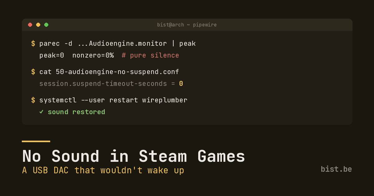 No Sound in Steam Games: A USB DAC That Wouldn’t Wake Up